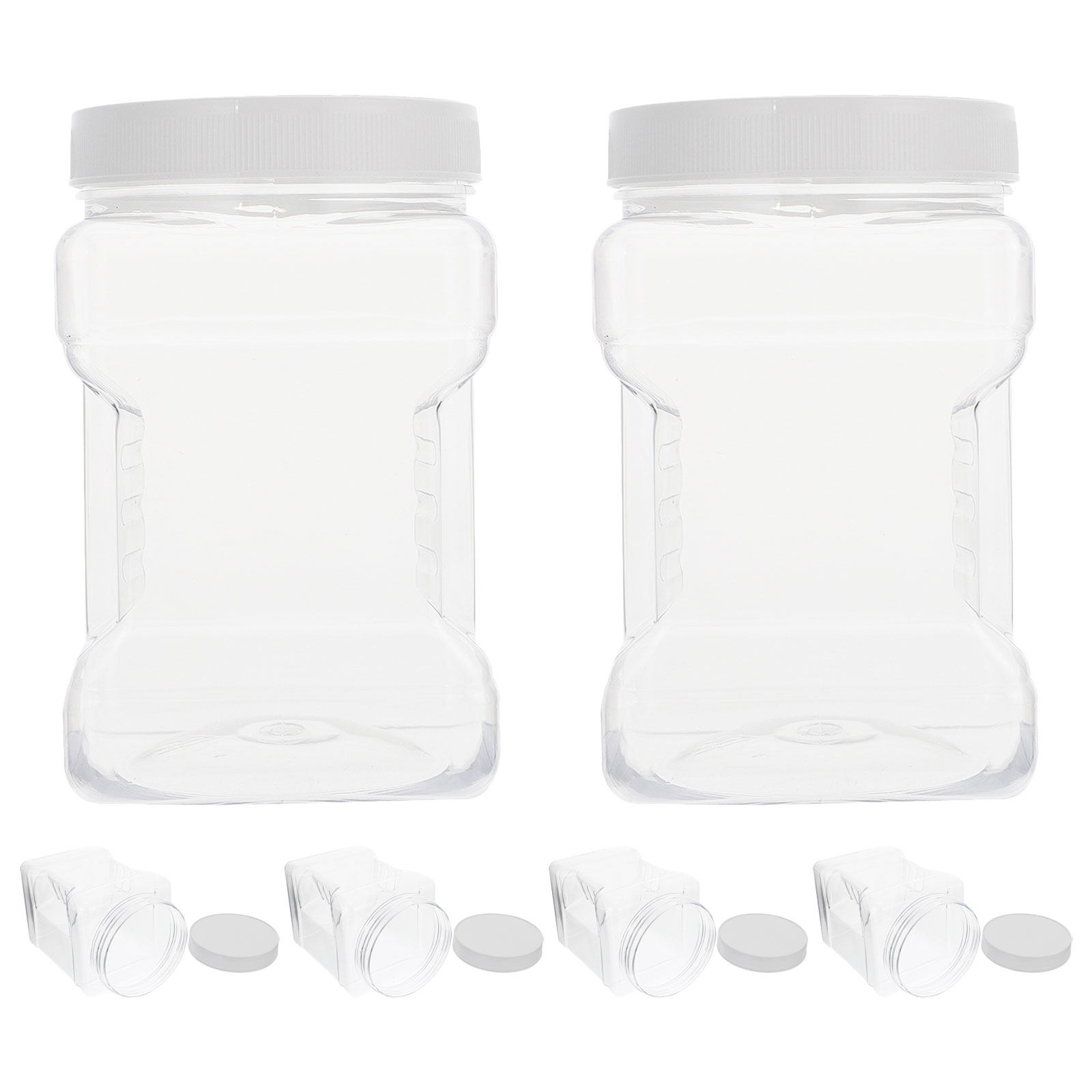 Food Storage Handling - 6 Potes Transparentes Quadrados de Plástico