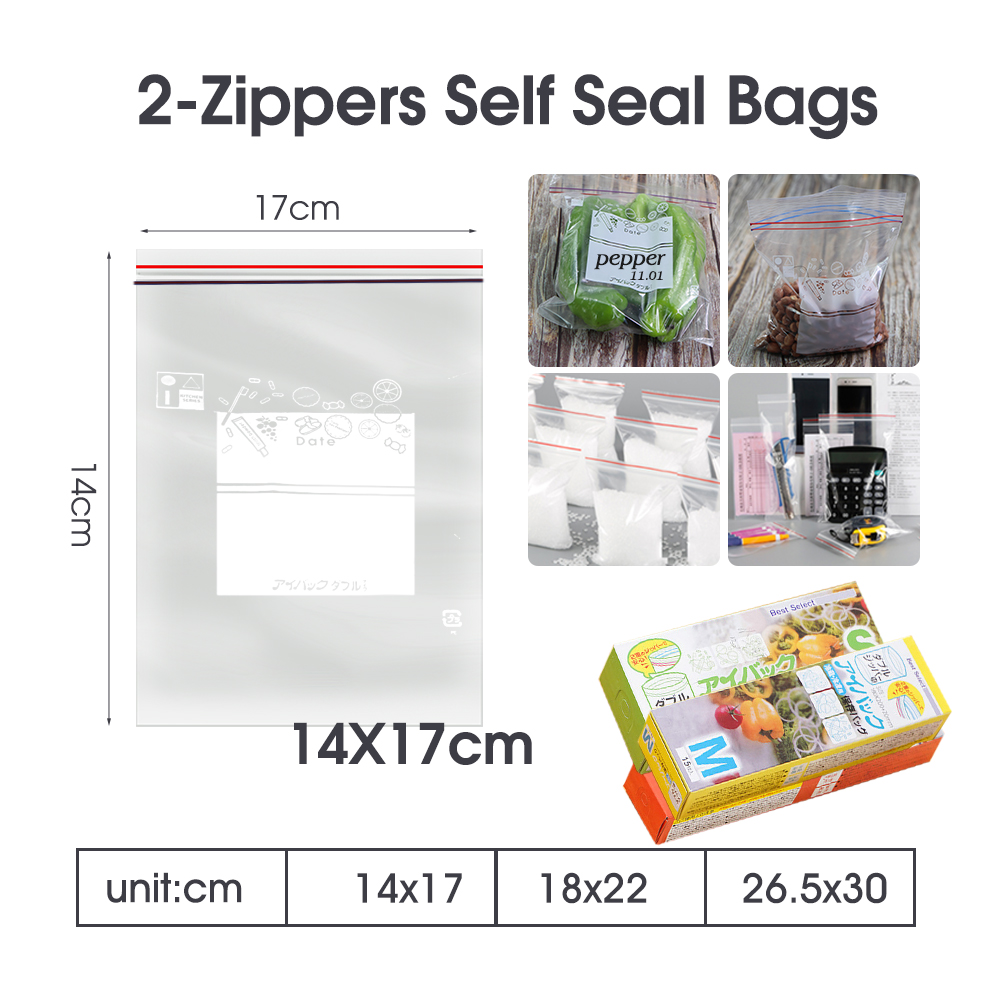 Resealable Dual Zip Lock Bags, - Food Storage With Lock avaliação e preço