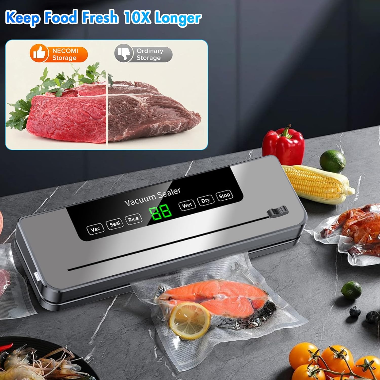 Máquina seladora a vácuo com 1 - Food Storage Vacuum Seal Bags avaliação e preço