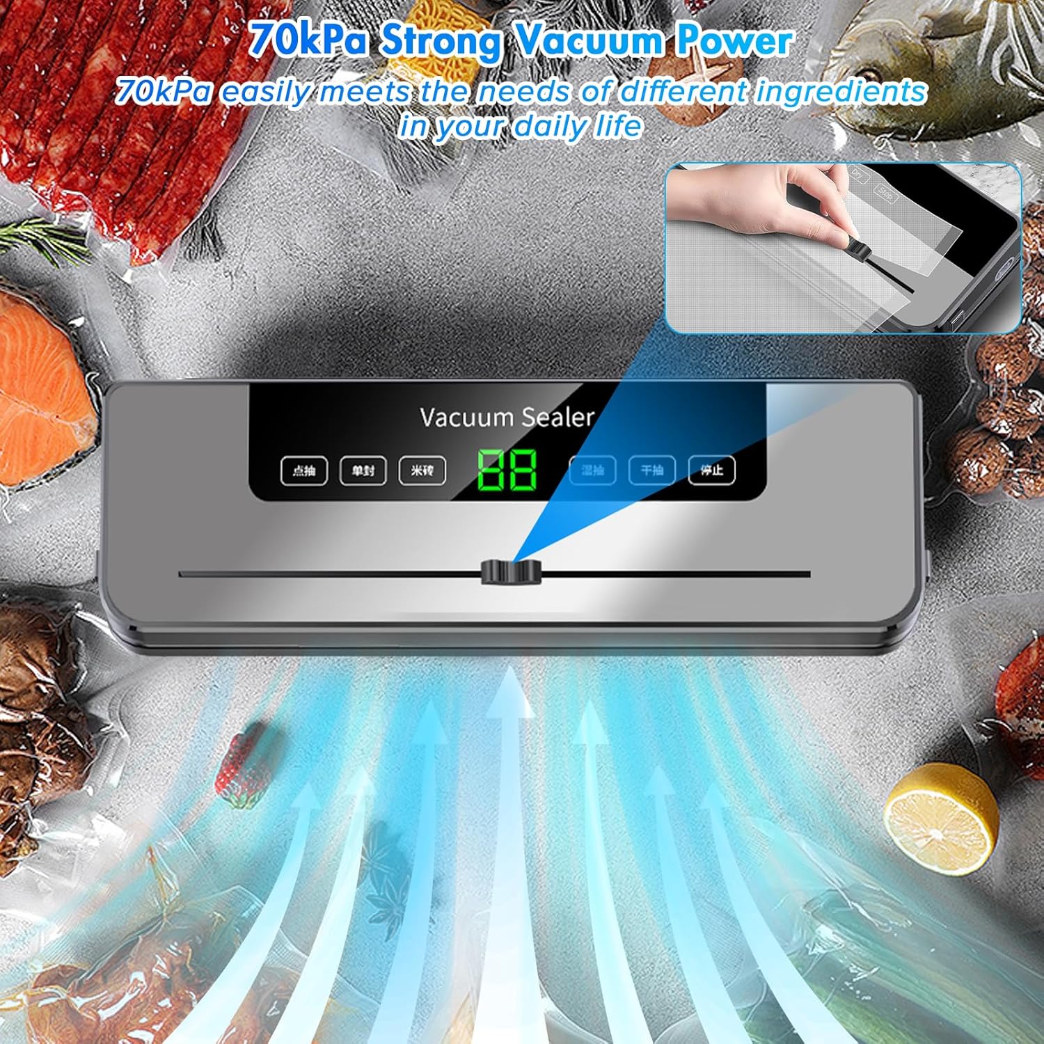 Máquina seladora a vácuo com 1 - Food Storage Vacuum Seal Bags avaliação e preço